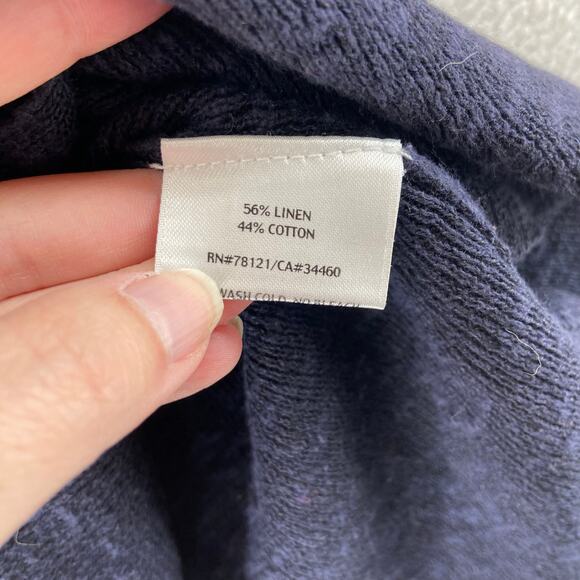 Eileen Fisher Womens Size XS Blue Button Front Short Sleeve Cardigan Linen Blend - Picture 5 of 7